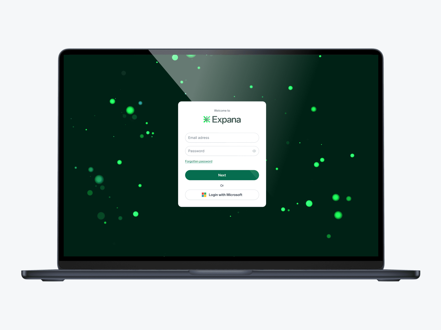 Login screen from the Expana platform