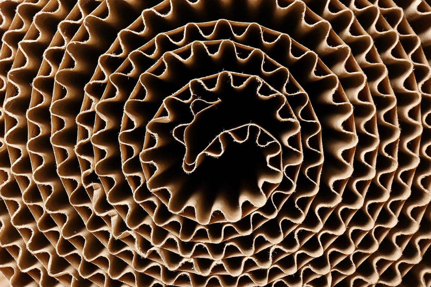 Roll of brown corrugated cardboard, closeup