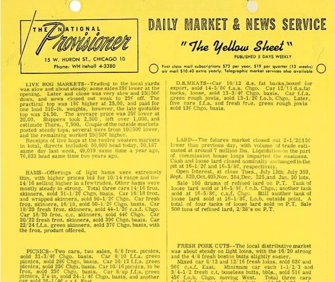 Daily market & news service "The yellow sheet"